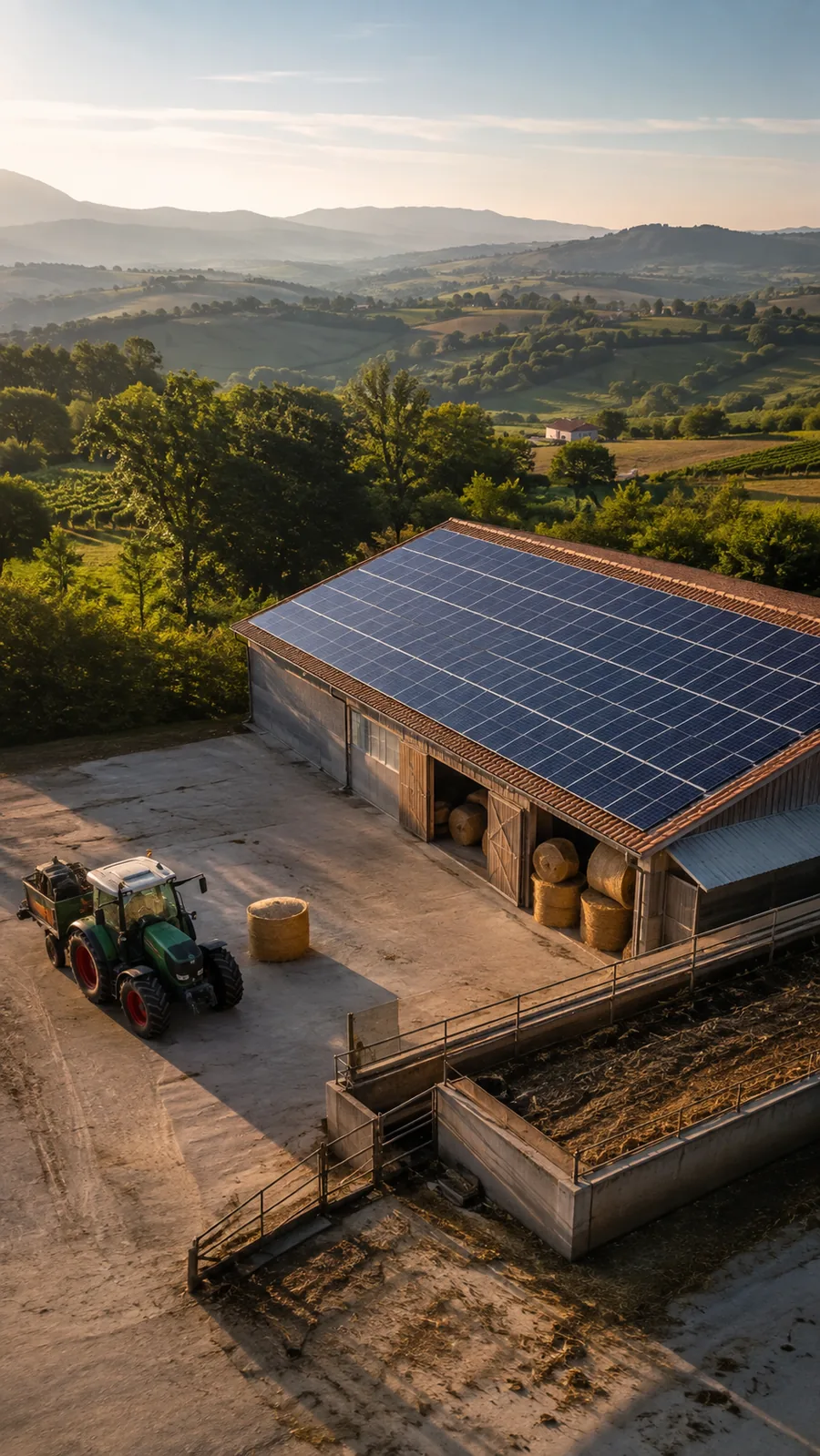 Azienda agricola con fotovoltaico e trattore